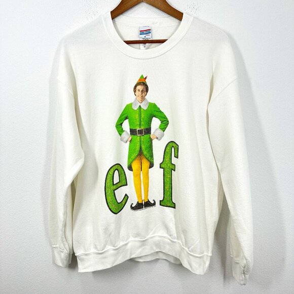 Junk Food Tees Adult Medium ELF Graphic Crewneck Sweatshirt Christmas Holidays - Picture 1 of 5